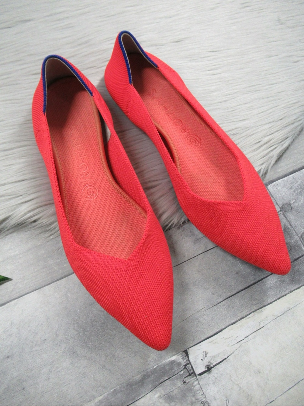 Rothy's Red Knit Pointed-Toe Flats Size 9.5